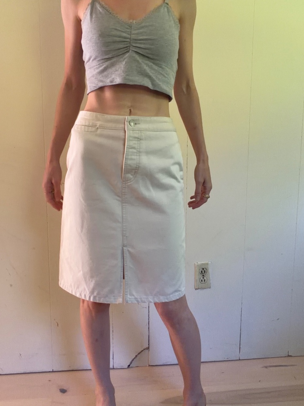 GAP light tan midi skirt cotton minimalist Y2K